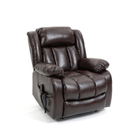 Brown Power Lift Recliner Chair, angle view, seated