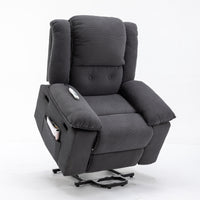 Grey Massage and Heat Power Lift Chair Recliner, lifted