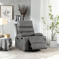 Overstuffed Large Power Lift Recliner with Massage and Heat, Gray, room view, foot rest extended