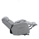 Light Gray Power Lift Chair Right Side Profile with Headrest and Footrest extended