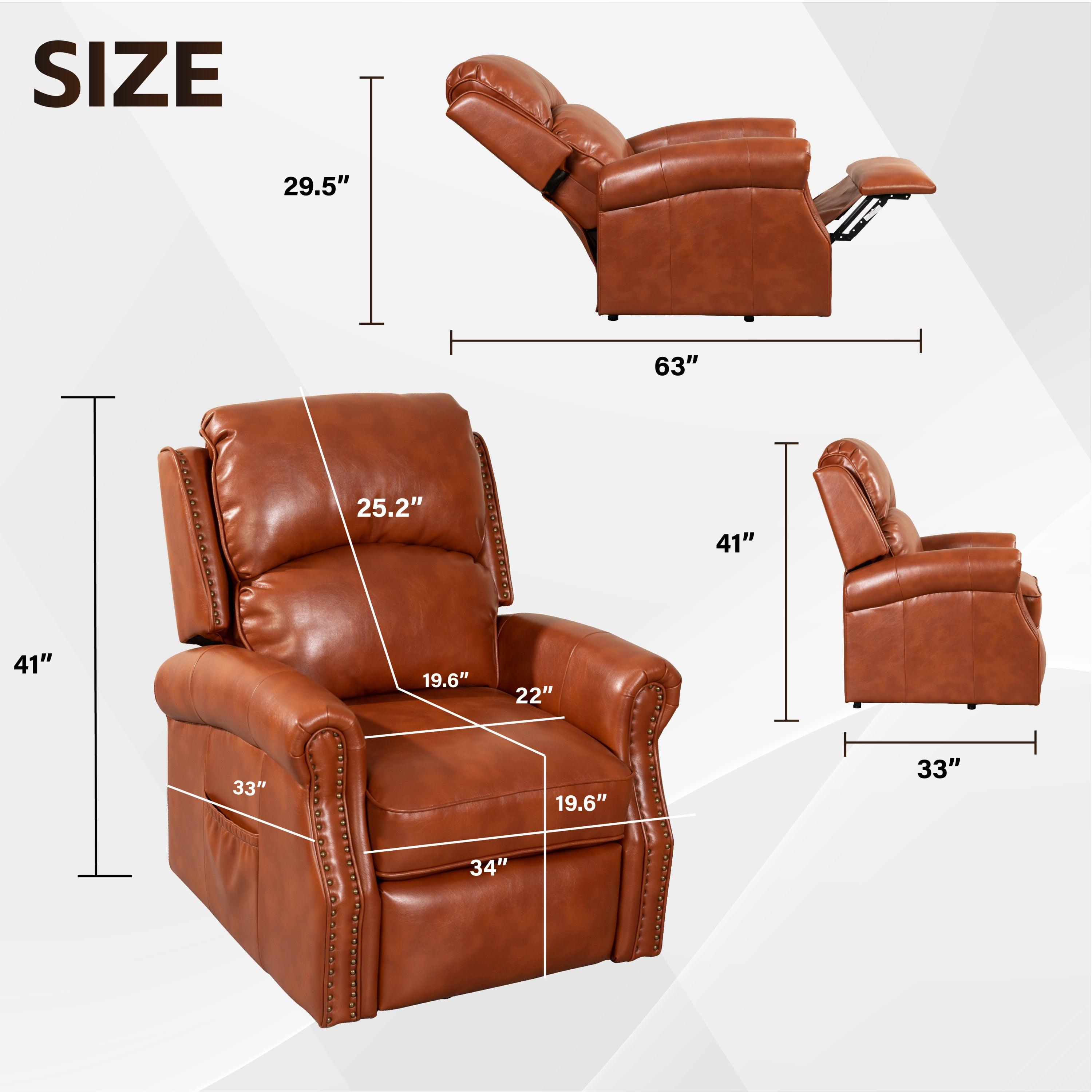 Dimensions for Caramel Electric Power Lift Recliner