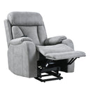 Light Gray Power Lift Chair Front Profile with Footrest Extended