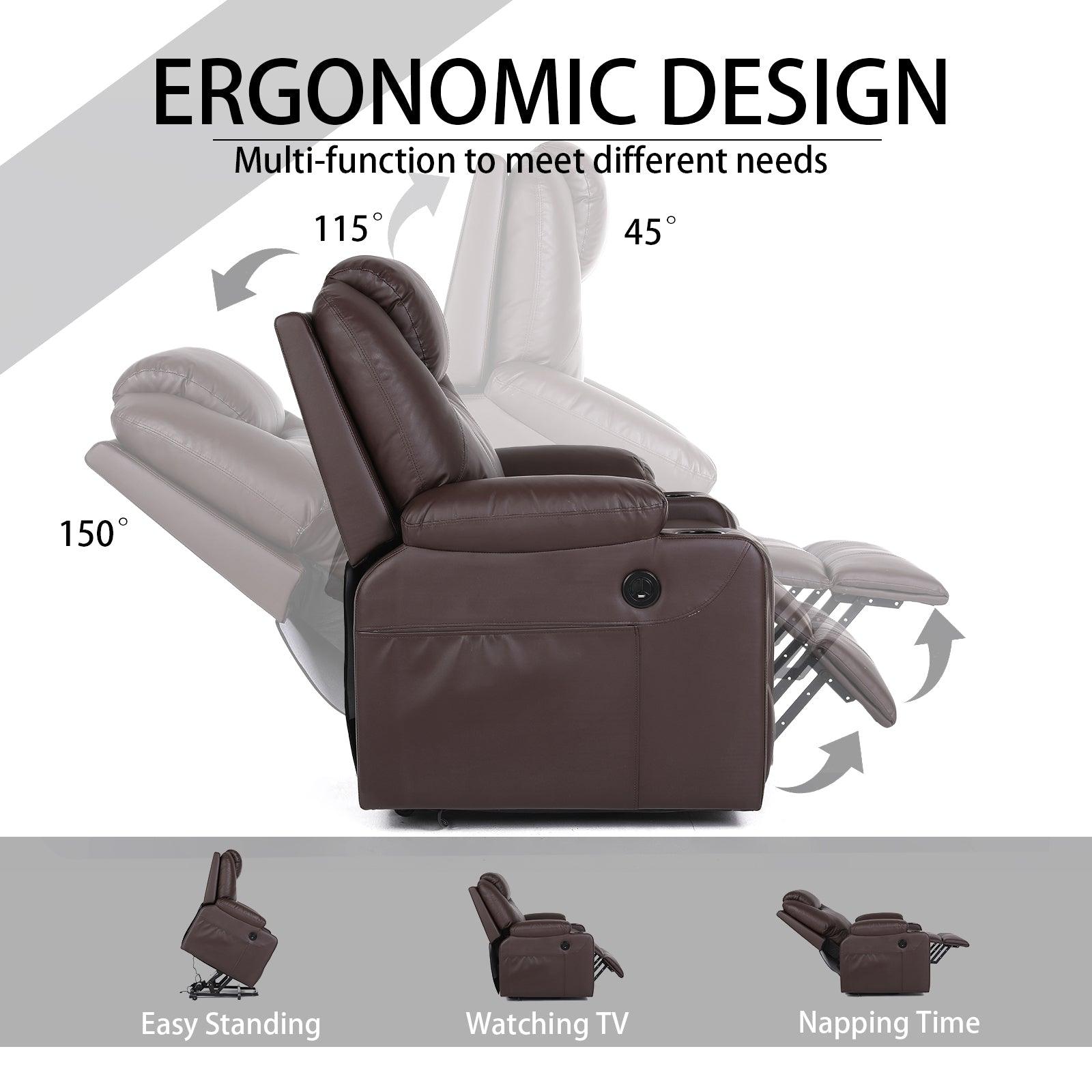 Premium Power Lift Recliner with 8-Point Massage and Heat, ergonomic design