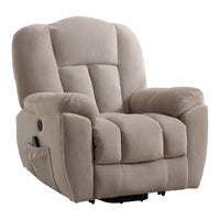 Infinite Position Power Lift Recliner with Heat and Massage, Beige, seated angle view