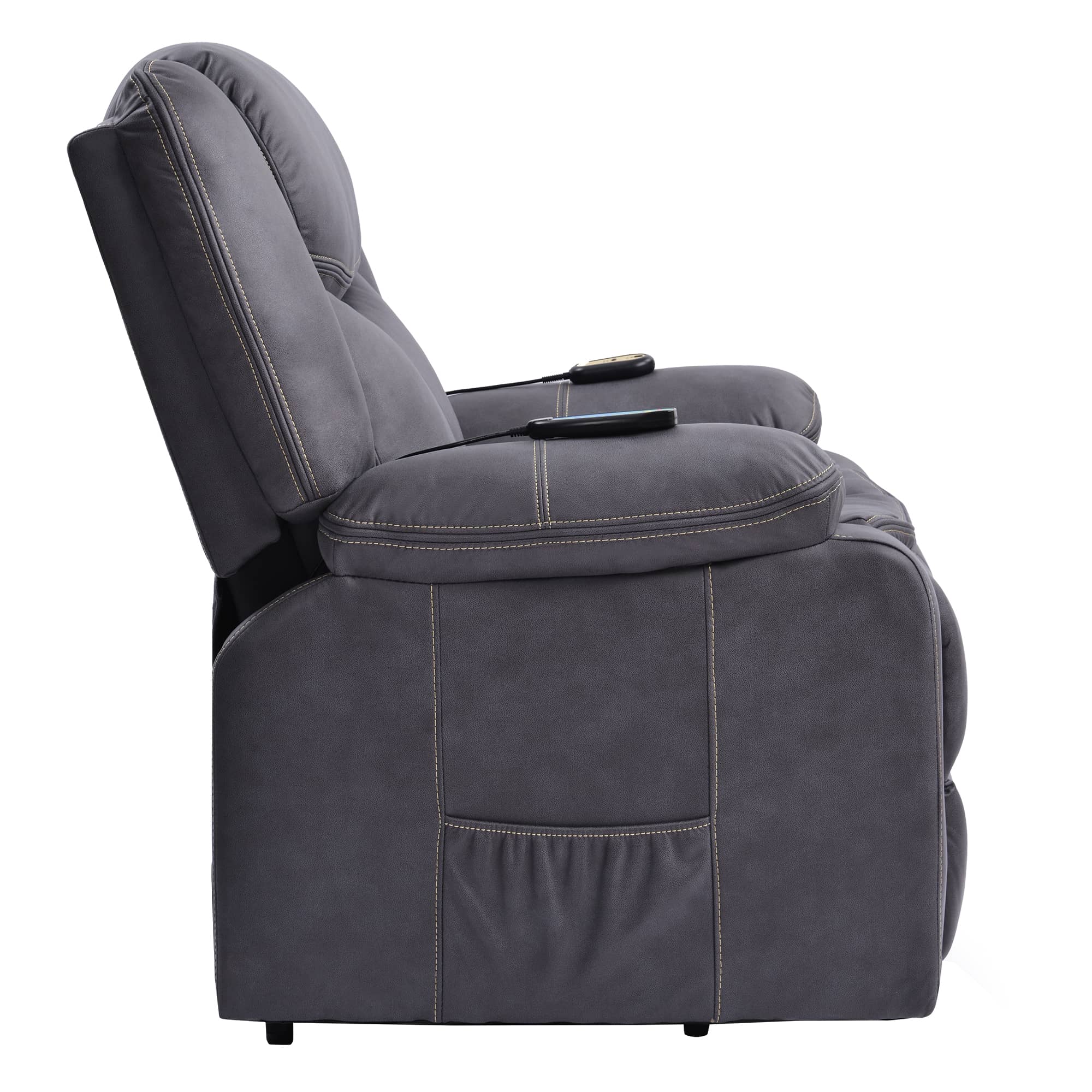 Power Lift Recliner Chair with Heat and Massage, side view seated