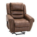 Nut Brown Power Lift Recliner Chair with Massage and Heat, lifted angle view