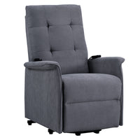 Power Lift Chair Recliner with Adjustable Massage, Dark Gray seated angle view
