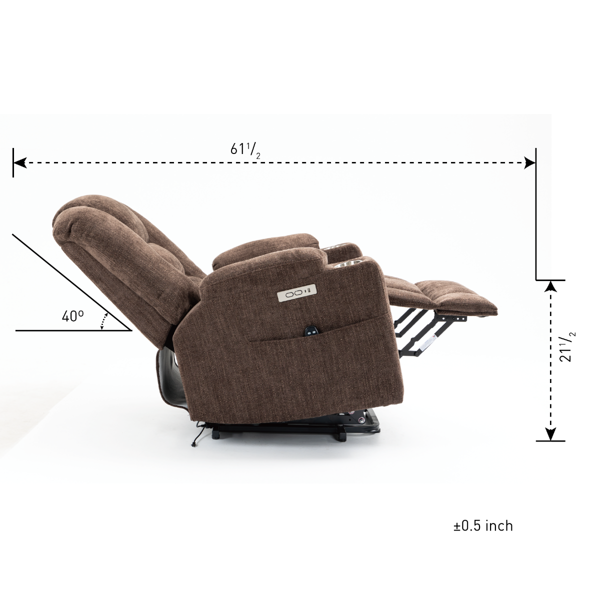 EMON's Power Lift Recliner, measurements when reclined - My Lift Chair