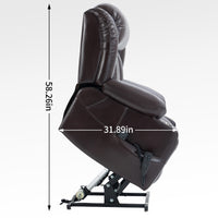 Brown Leatheraire Lifting Chair, raised measurements
