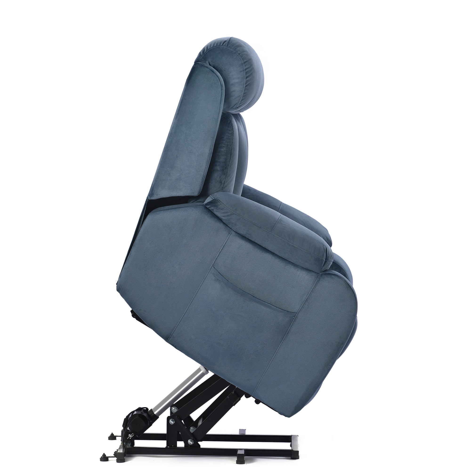 Lift Chair Recliner with Australia Cashmere Fabric, side view lifted