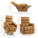Velvet Touch Power Lift Recliner Chair with Vibration Massage, measurements