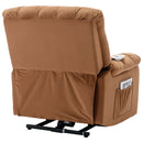 Light Brown Power Lift Chair Back Profile Quarter Shot with Right Side