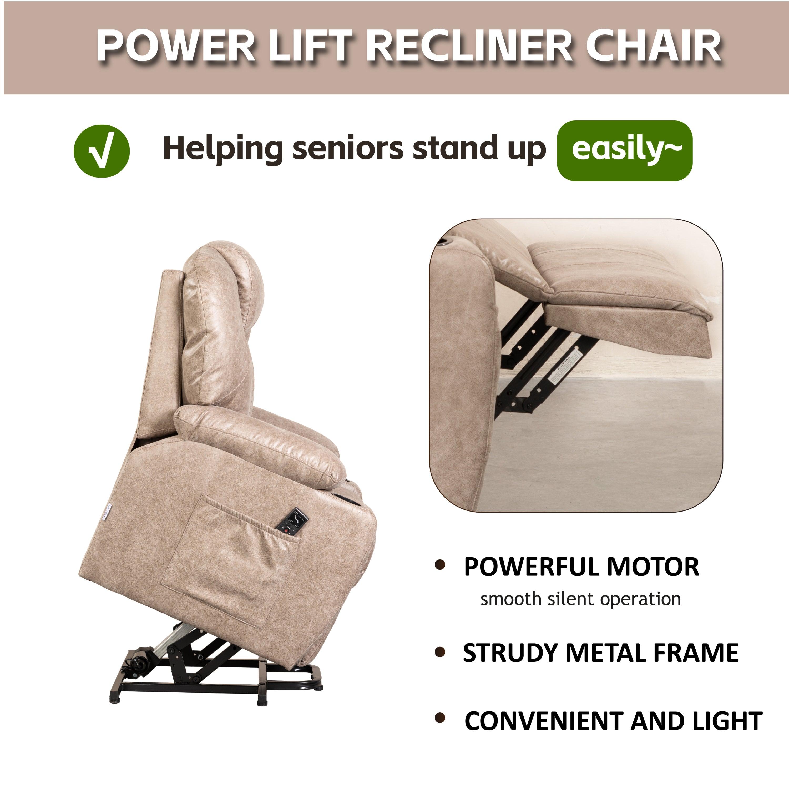 Lift Chair Recliner with Massage and Heat, Beige