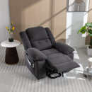 Gray Power Lift Chair Front Profile Top View with Headrest and Footrest Extended