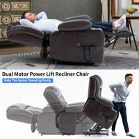 Brown Leatheraire Power Lift Recliner Chair positioning