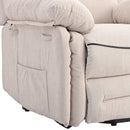 Beige Power Lift Chair Right Side Front Profile Footrest Closeup