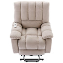 Beige Massage Lift Chair Recliner, front view lifted