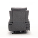 Overstuffed Large Power Lift Recliner with Massage and Heat, Gray, back view
