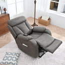 Dark Gray Power Lift Chair Top Front View with Headrest and Footrest Extended