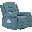 Blue Power Lift Chair Right Side and Front Profile