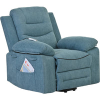 Blue Power Lift Chair Right Side and Front Profile