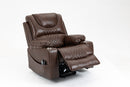 Leather Power Lift Recliner Chair with Massage and Lay Flat Capacity, angled with footrest