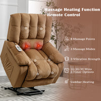 Light Brown Power Lift Chair with Lift Extended and Massage Features