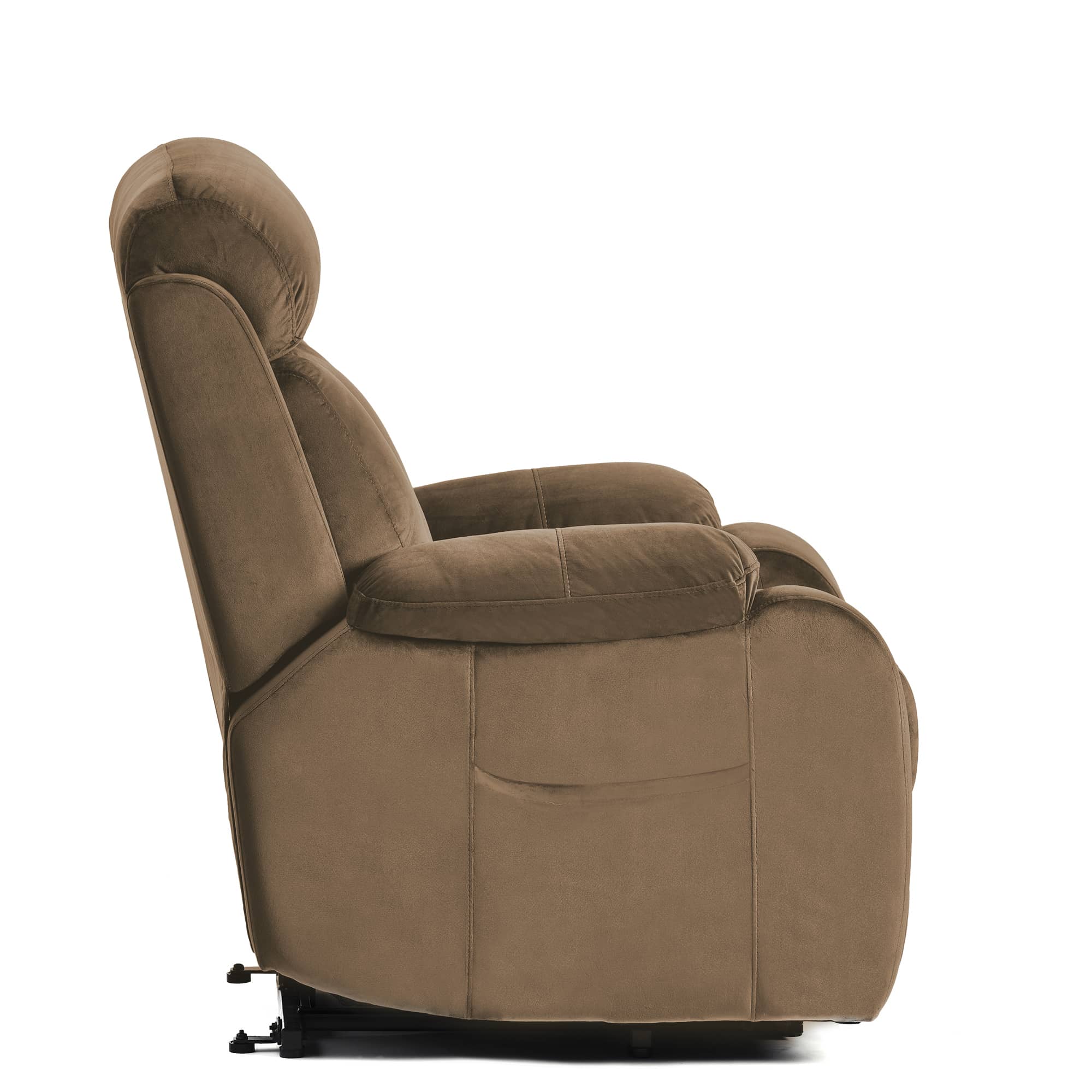 Power Lift Chair Recliner with Soft-Touch Fabric, seated side view