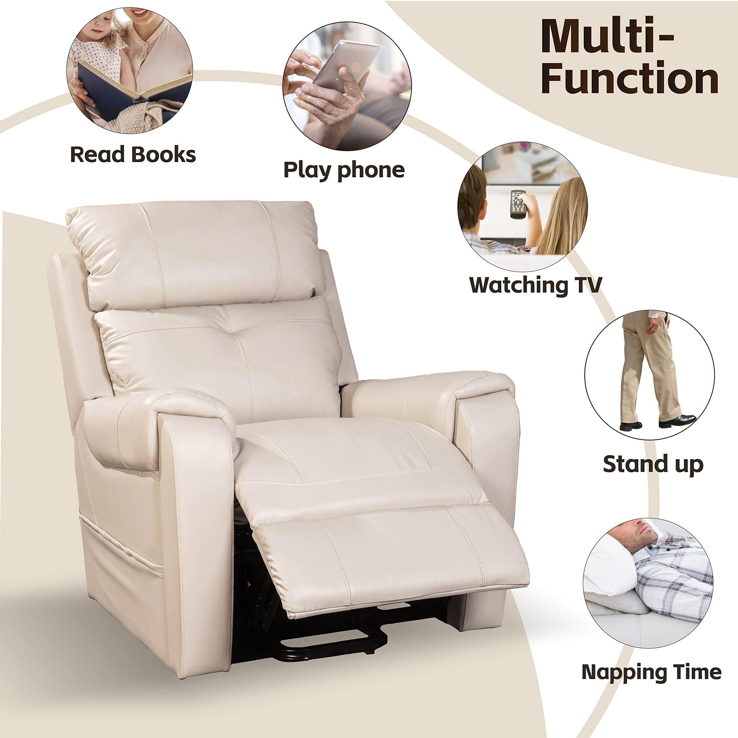 Power Lift Chair Recliner with Extra Wide Seat, Beige