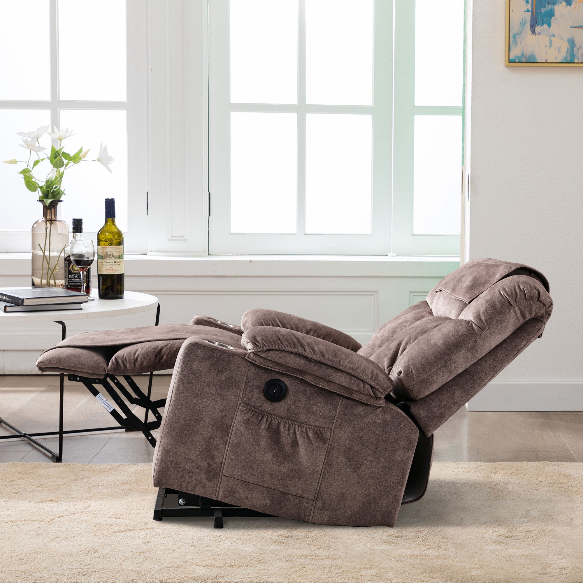 Power Lift Recliner Chair with Washable Cover, reclined side view