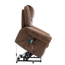 Nut Brown Power Lift Recliner Chair with Massage and Heat, side view, lifted