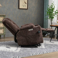 EMON'S Large and Wide Power Lift Recliner Chair with Massage and Heat, Brown