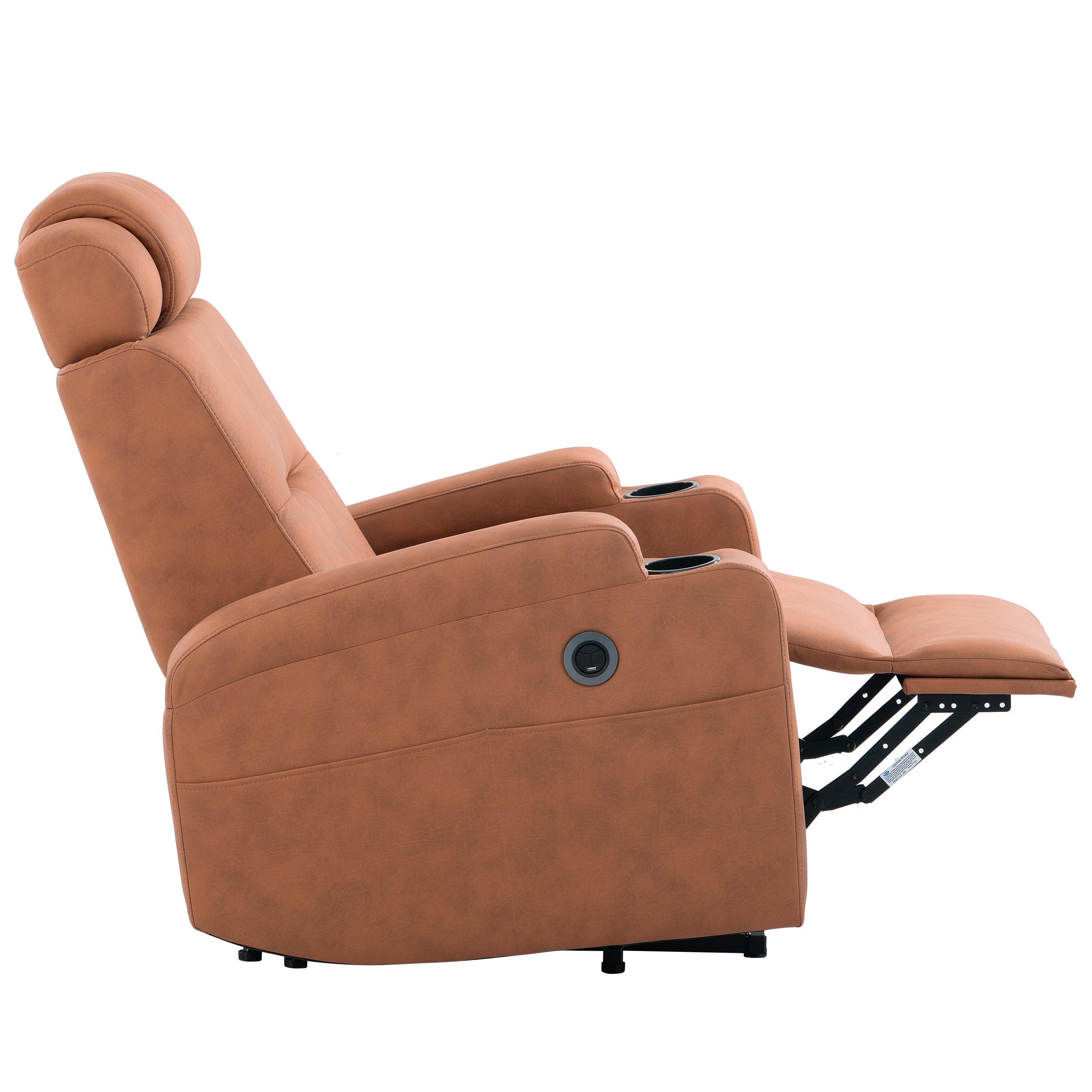 Orange Power Lift Chair Right Profile with Footrest Extended
