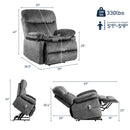 oversized modern velvet power lift recliner with heat and massage specifications