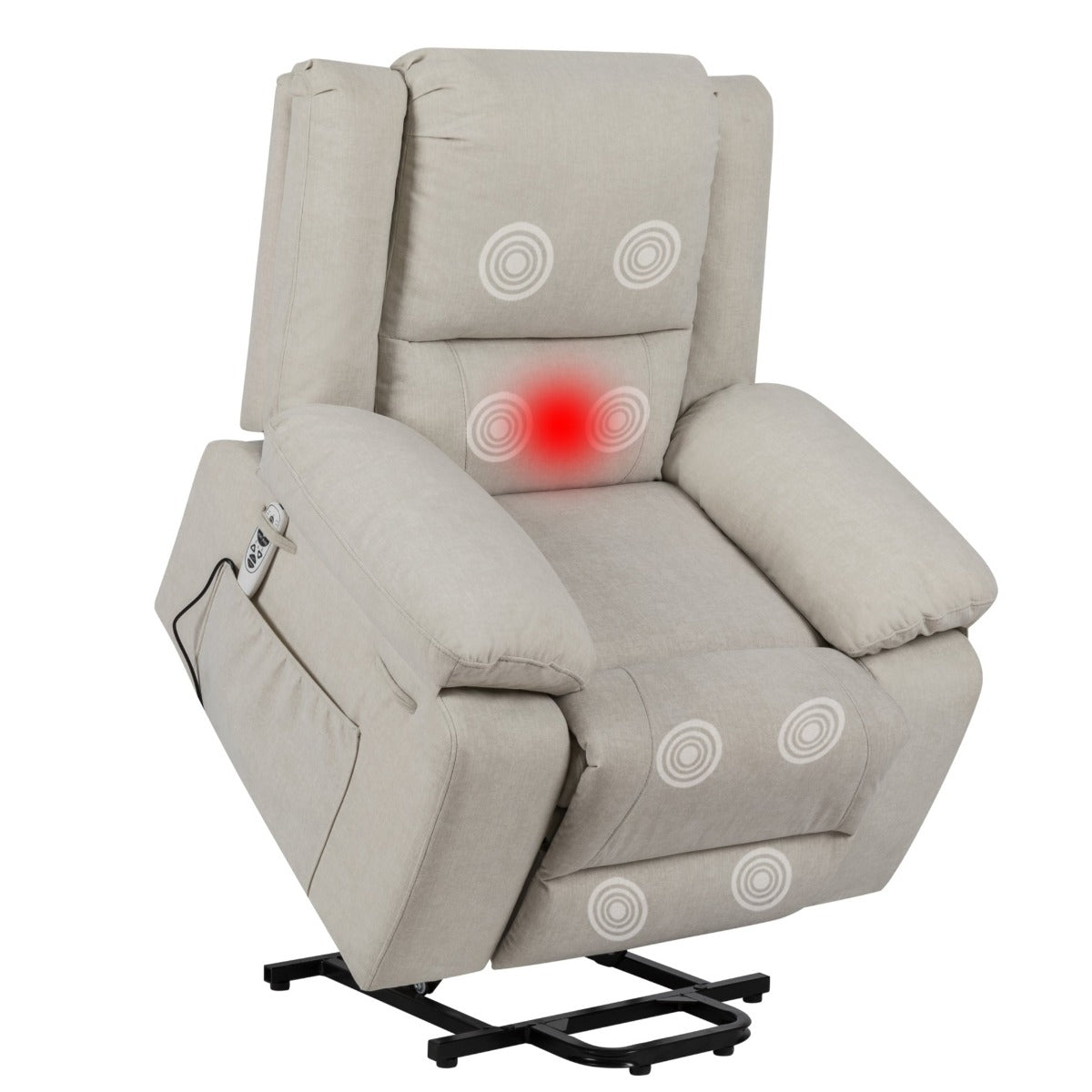 Power Recliner Chair With Massage and Cushion Heating, Beige, heat and massage points - My Lift Chair