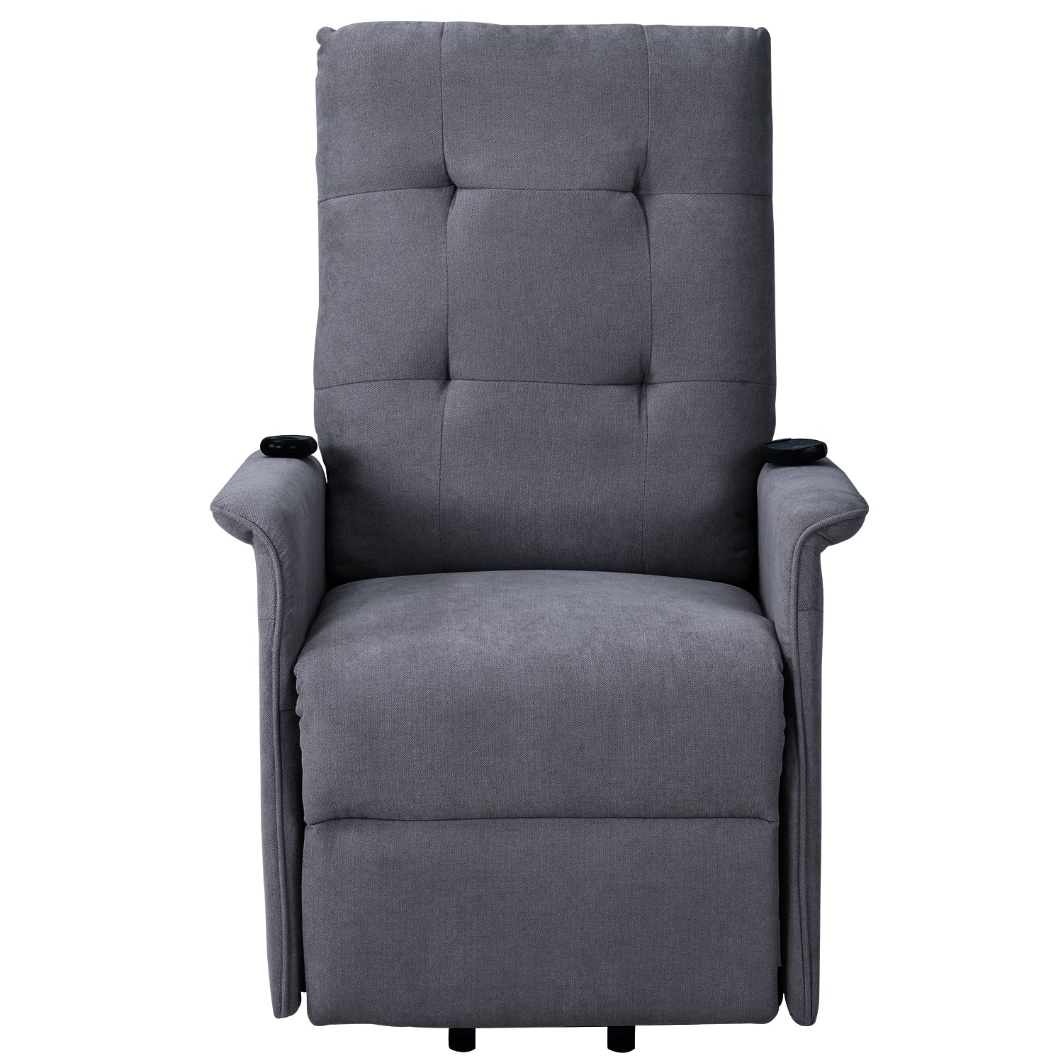 Power Lift Chair Recliner with Adjustable Massage, Dark Gray seated front view