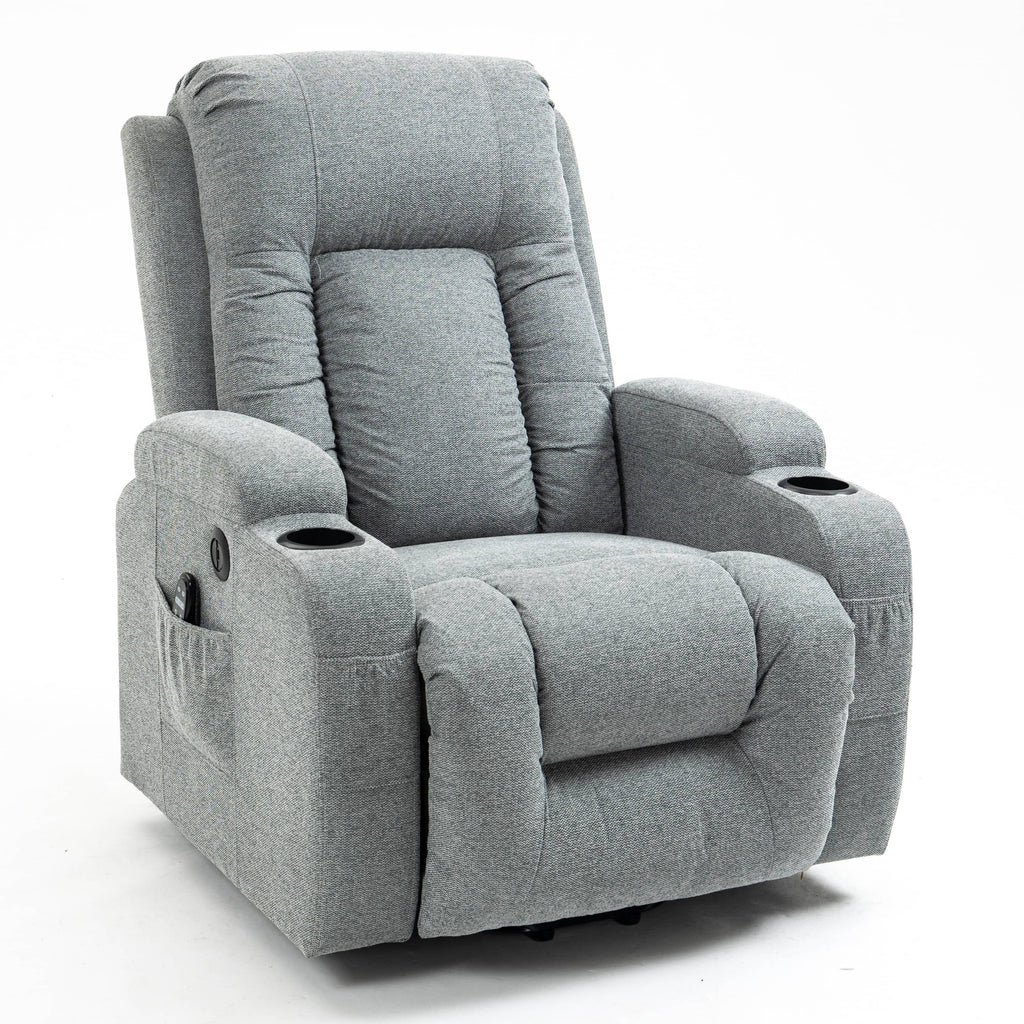 Grey Sky Infinite Position Power Lift Recliner with Vibration Massage and Lumbar Heat