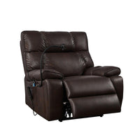 Brown Lay flat position lift recliner chair with 2 motor massage and heat seated foot rest out