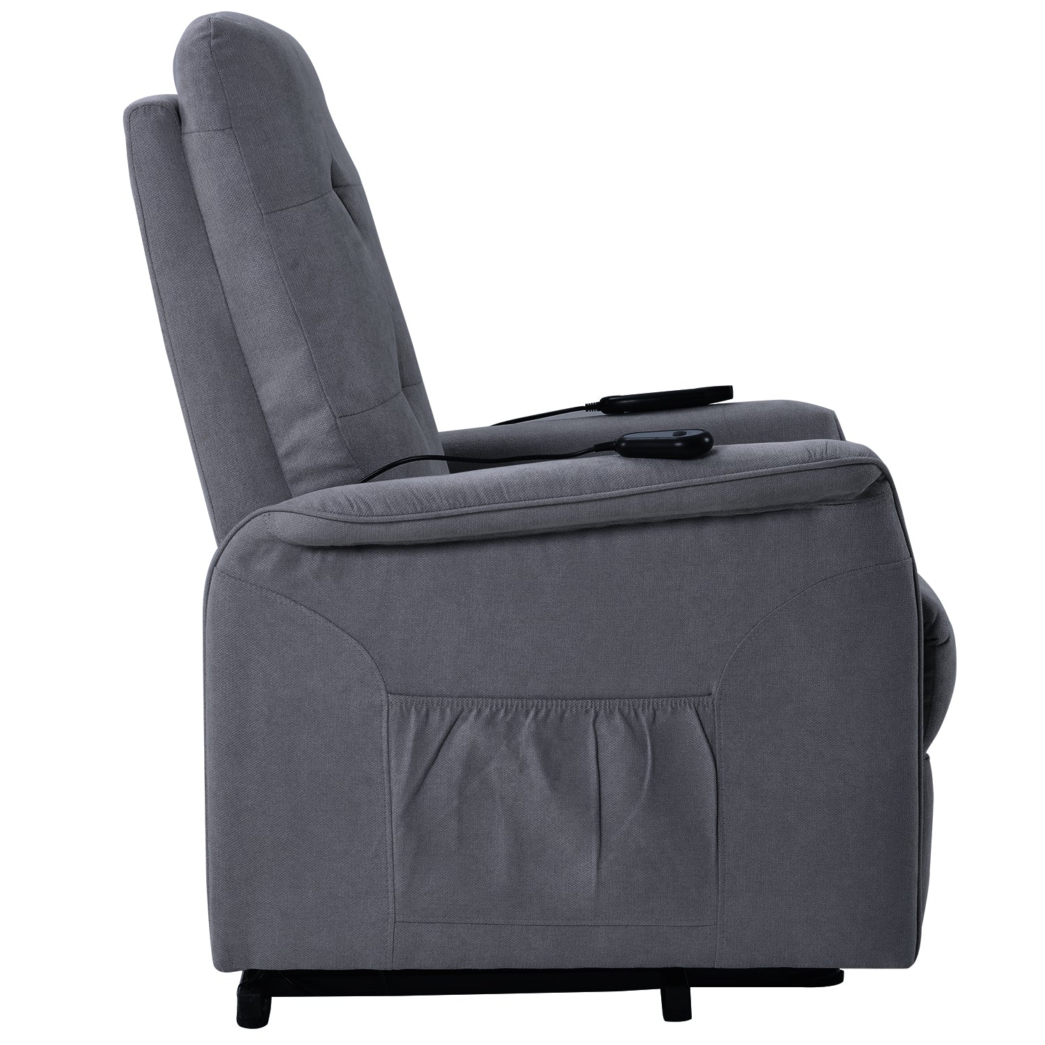 Power Lift Chair Recliner with Adjustable Massage, Dark Gray side view seated