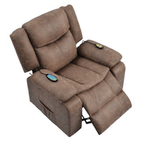 Brown Power Lift Chair Top Profile with Headrest and Footrest slightly extended