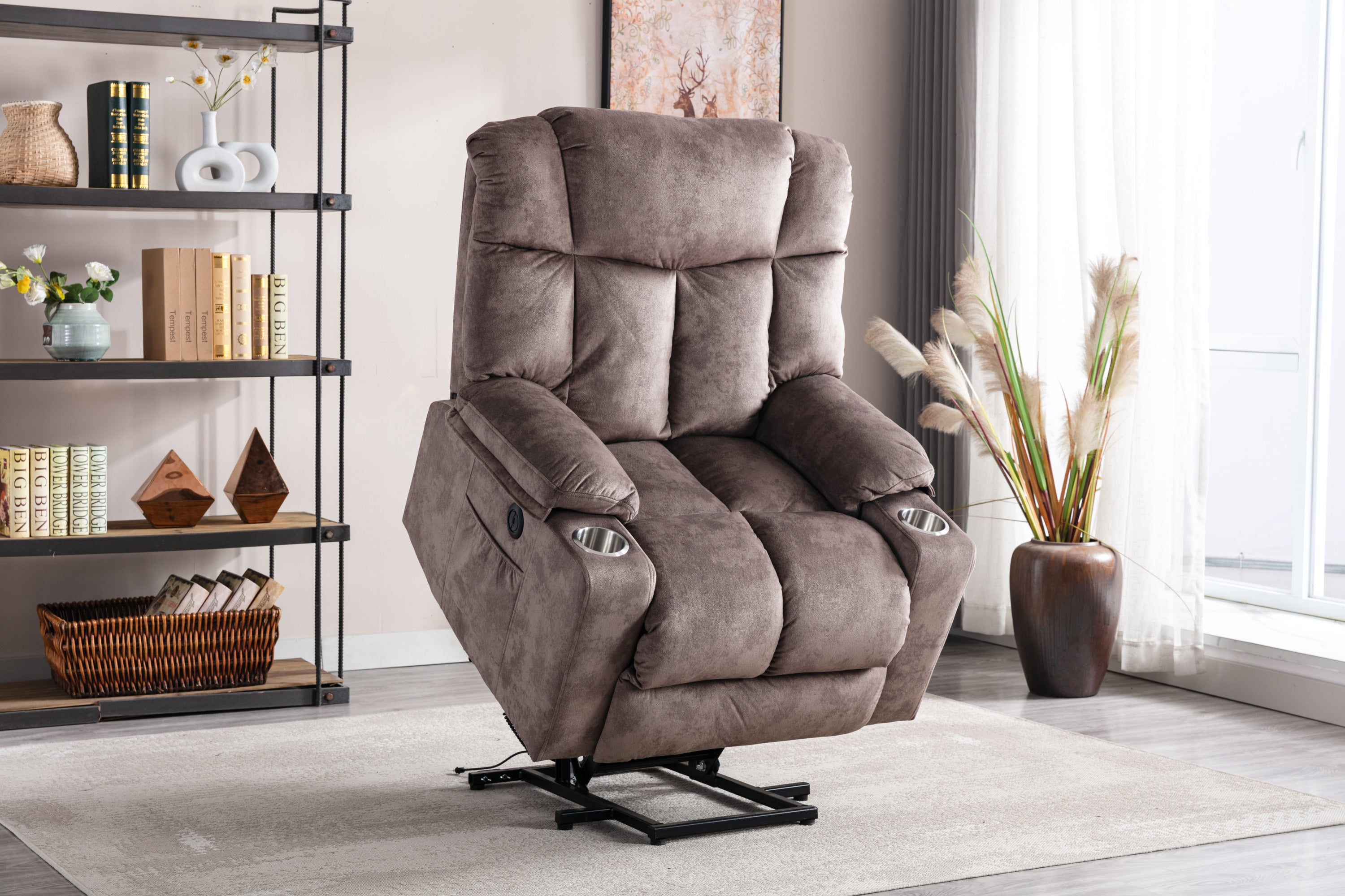 Power Lift Recliner Chair with Washable Cover, angle view lifted