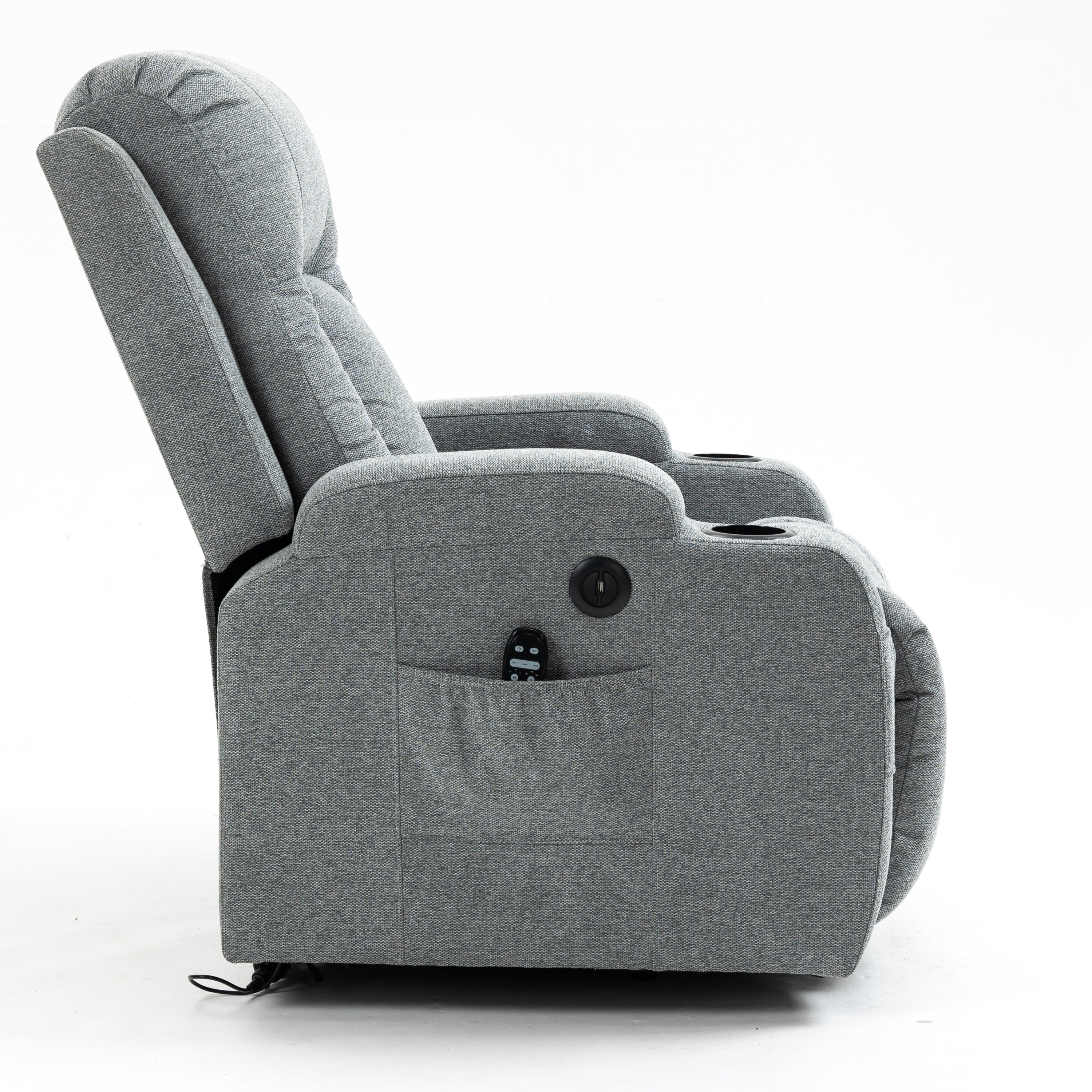 Gray Sky Infinite Position Power Lift Recliner, side view