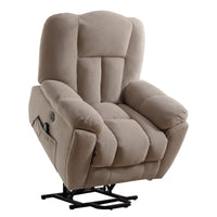 Infinite Position Power Lift Recliner with Heat and Massage, Beige, lifted