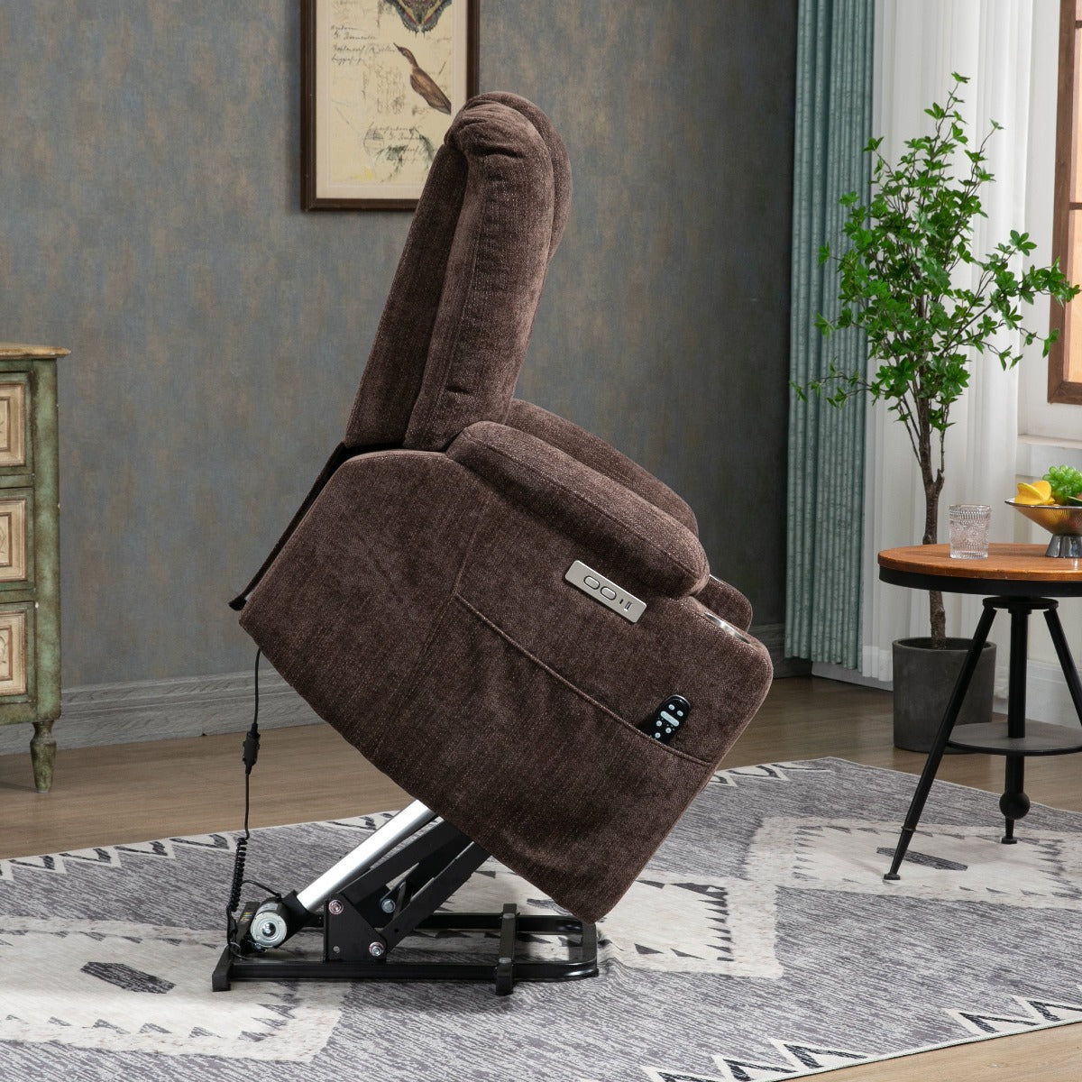 EMON's Power Lift Recliner, lifted side view - My Lift Chair