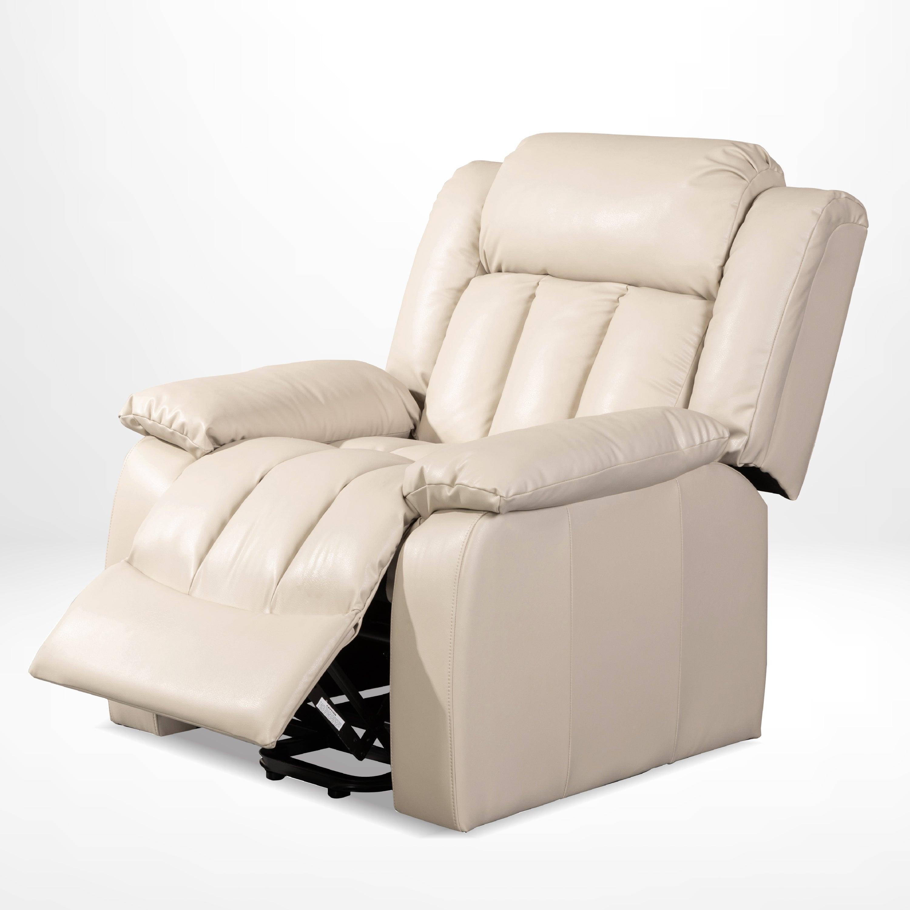 Power Lift Recliner Chair with Massage and Heating, Beige, partial recline angle