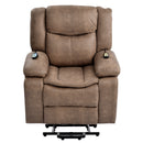 Brown Power Lift Chair Front Profile with lift enabled