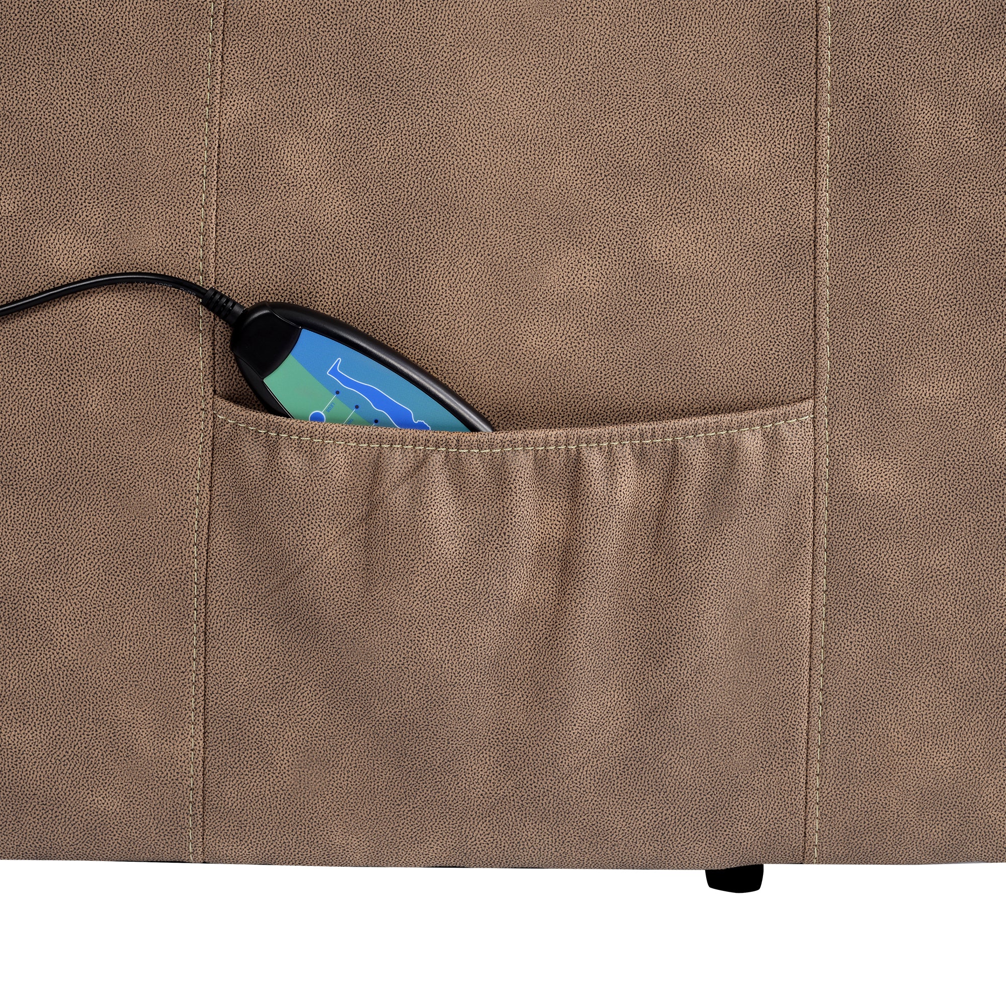 Brown Power Lift Chair Right Side Pocket with Remote