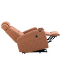 Orange Power Lift Chair Right Profile with Headrest and Footrest extended