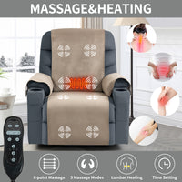 Blue Power Lift Recliner Chair with Vibration Massage and Lumbar Heat, massage points
