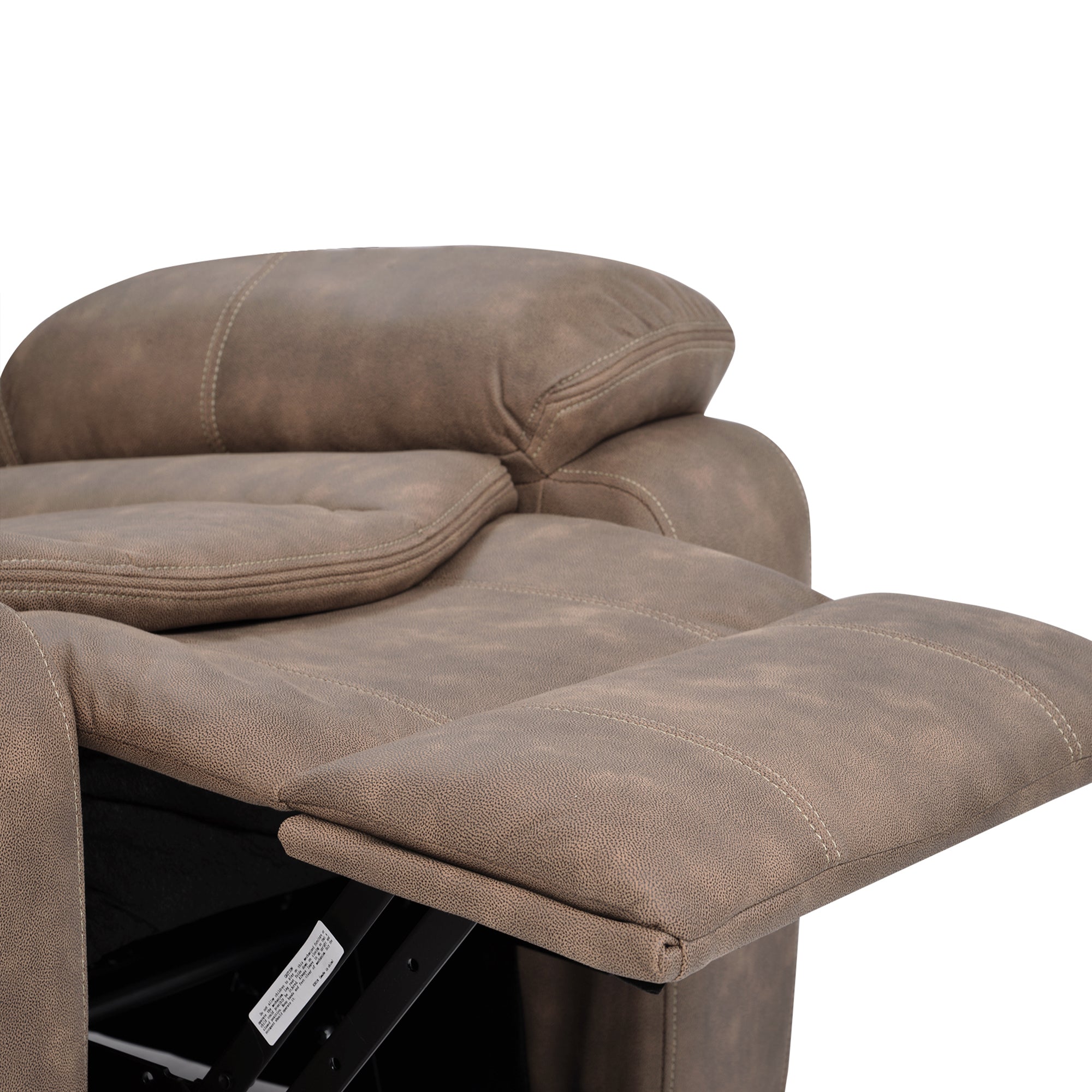 Brown Power Lift Chair with foot extension raised
